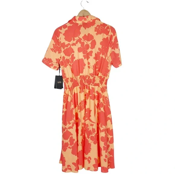 HALOGEN x ATLANTIC PACIFIC Cathy Floral Smocked Short Sleeve Utility Dress - Picture 2 of 6